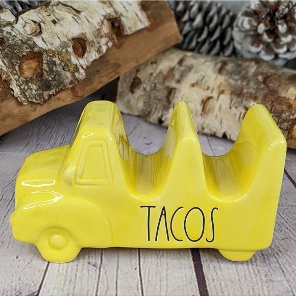 Rae Dunn TACOS Yellow Truck Taco Holder - Picture 2 of 6
